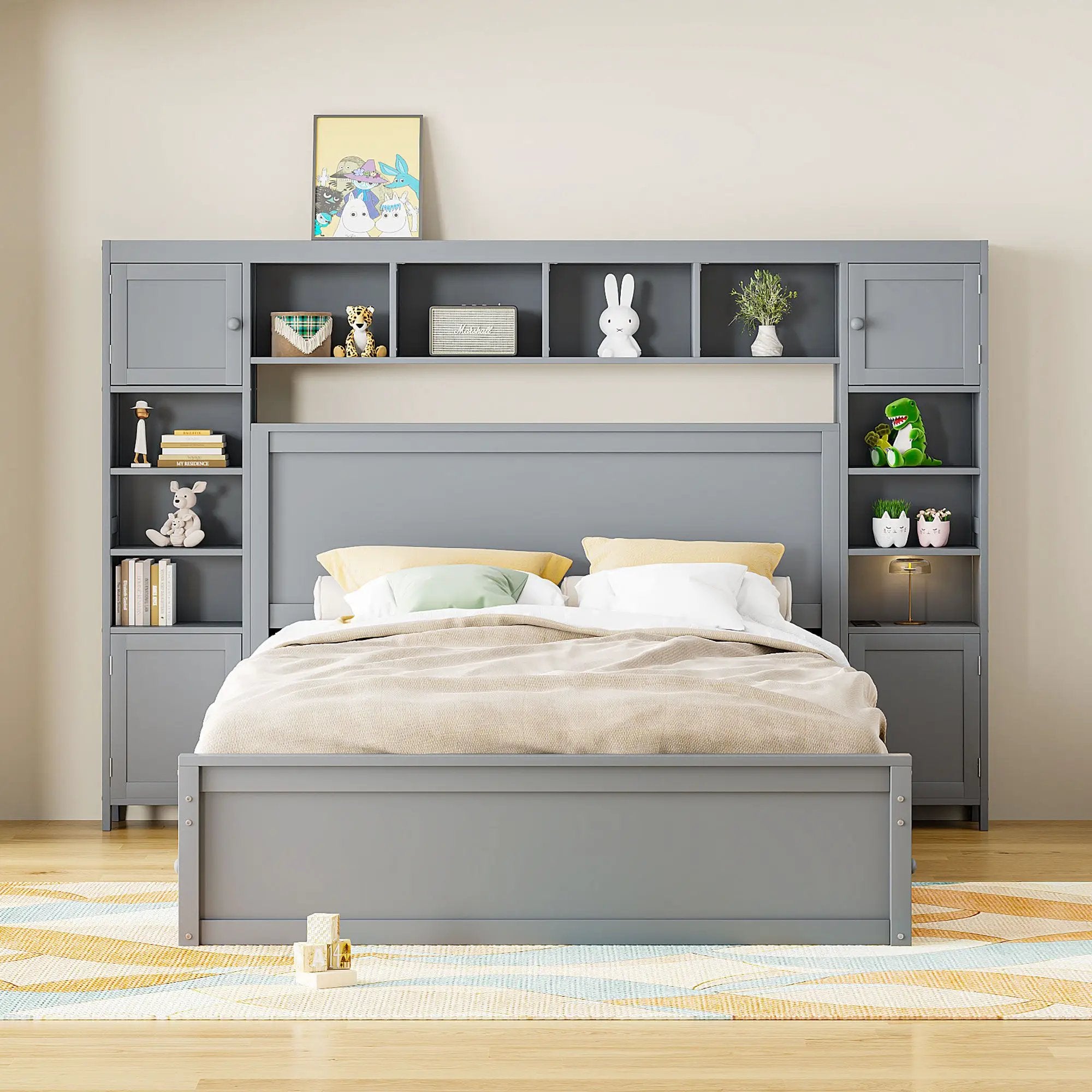Bed With All In One Cabinet, Shelf And Sockets by Unique Piece Furniture