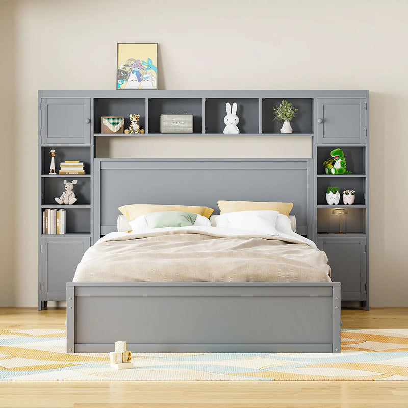Bed With All In One Cabinet, Shelf And Sockets by Unique Piece Furniture