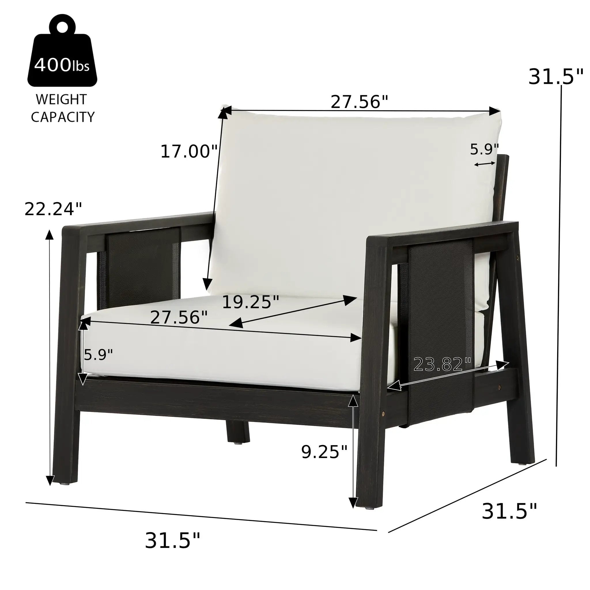 Outdoor Club Chair with Acacia Wood Frame by HouseOfZazla