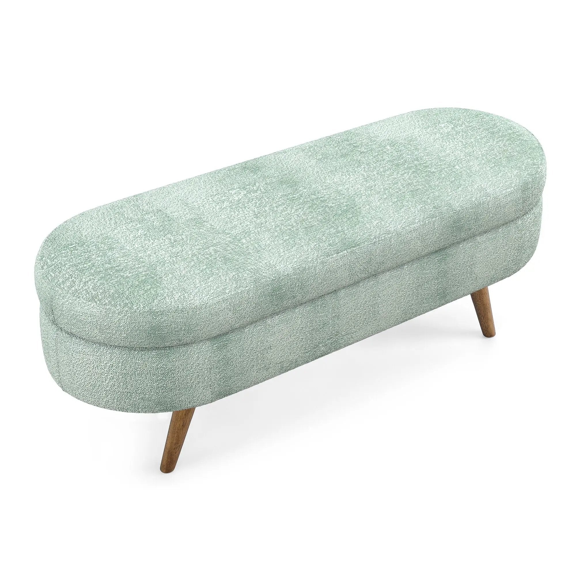 Modern Ottoman Oval Storage Bench With Rubber Wood Legs by Unique Piece Furniture