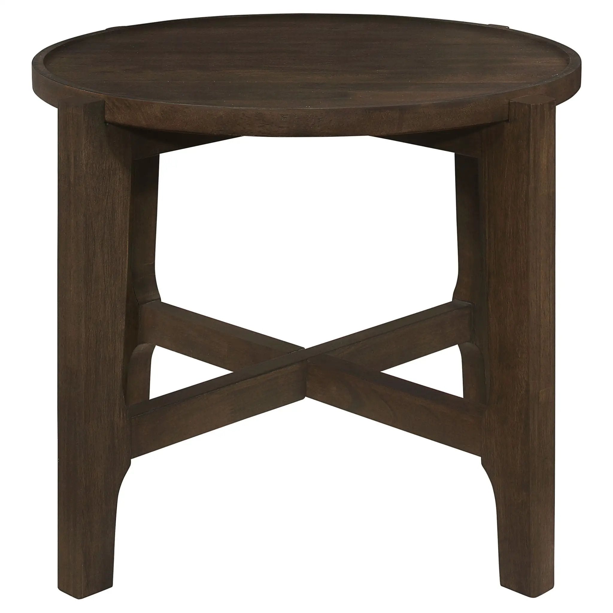 Cota Round Solid Wood End Table Dark Brown by Unique Piece Furniture