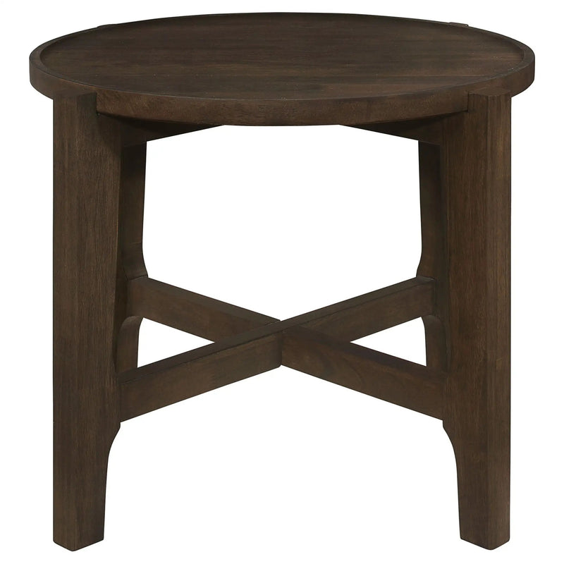 Cota Round Solid Wood End Table Dark Brown by Unique Piece Furniture