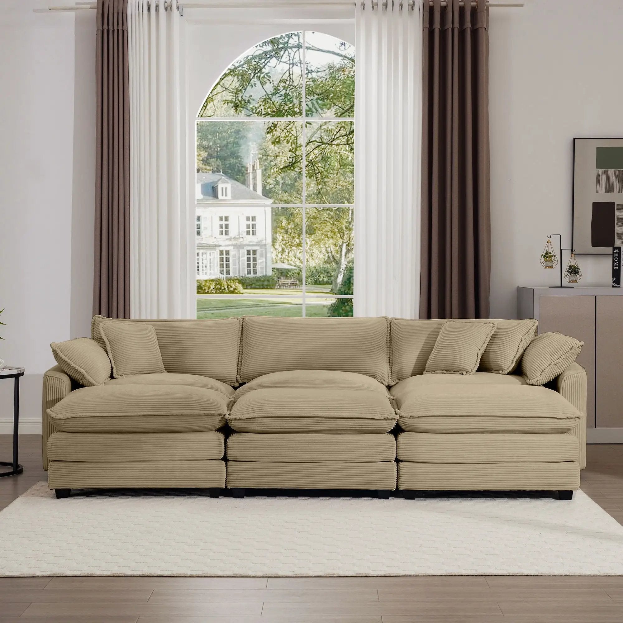 Modern Oversized Modular Cushion Sofa With Ottoman, Low Back, Deep Seating Sofa Set by Unique Piece Furniture