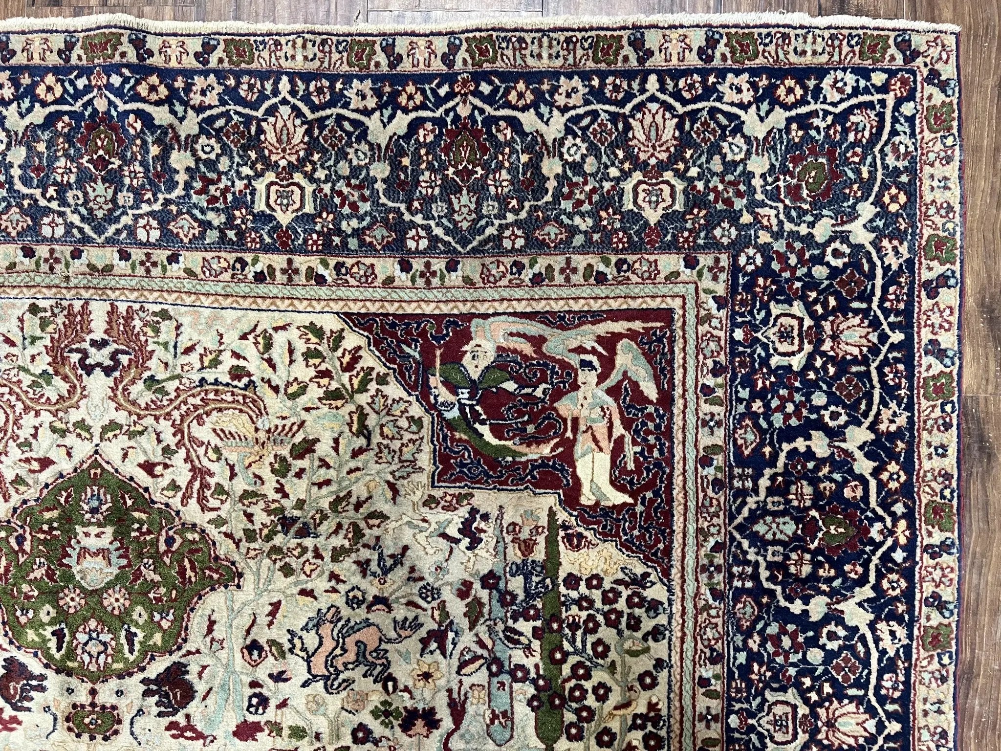 Rare Antique Indian Agra Rug, Early 20th Century Indian Carpet, Animal and Angel Motifs, Hunting Scene, Collectible Oriental Carpet, Wow by Jewel Rugs