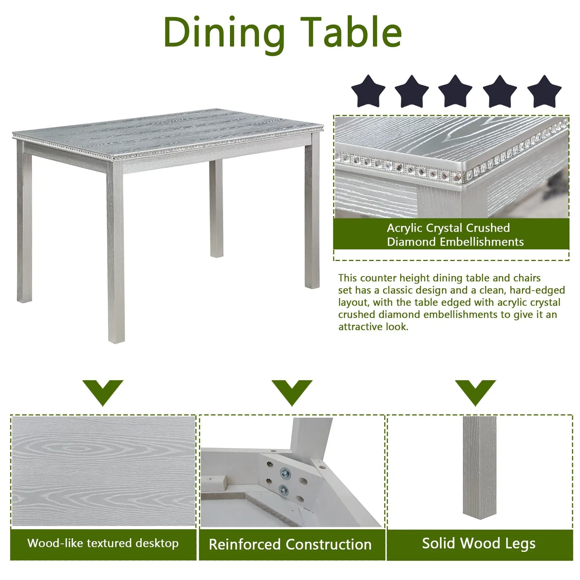 Dining Table Set, Table With A Rectangular Table And Upholstered Chairs by Unique Piece Furniture