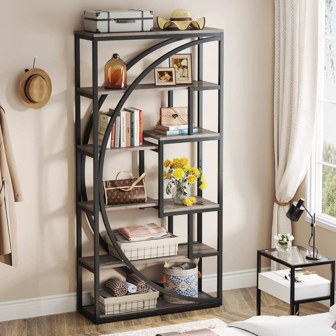 5 Tier Etagere Bookshelf With 8 Open Shelves Organizer For Living Room by HouseOfZazla