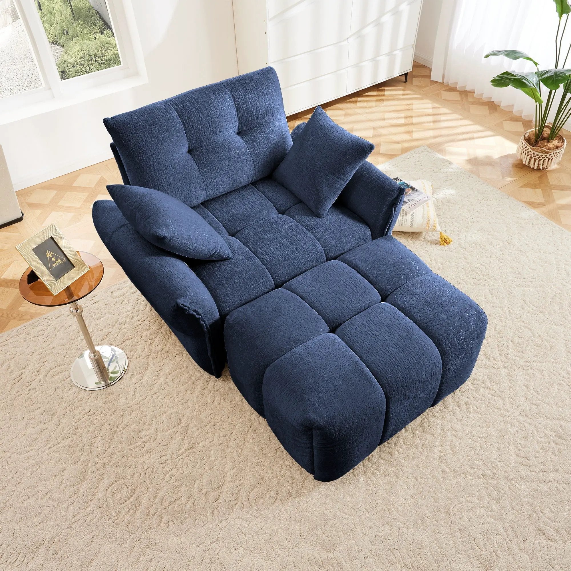 Ergonomic Single Seater Sofa With Ottoman, High Resilience Support Cushions by Unique Piece Furniture