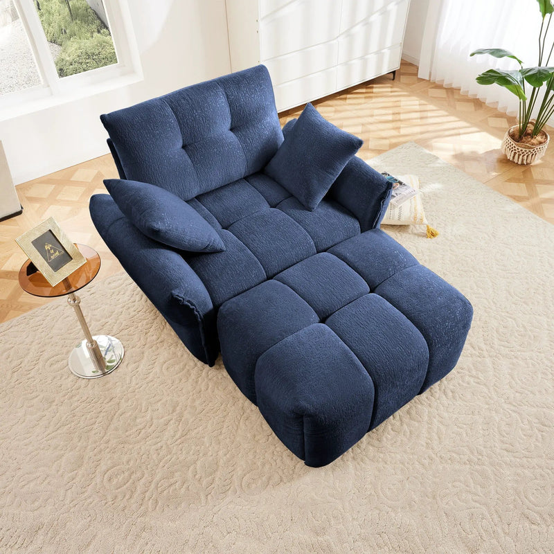 Ergonomic Single Seater Sofa With Ottoman, High Resilience Support Cushions by HouseOfZazla