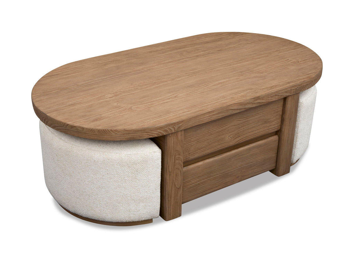 Hayden - Lift Top Storage Cocktail Table With Casters And Two Upholstered Stools - Golden Oat, photo 3 of 7