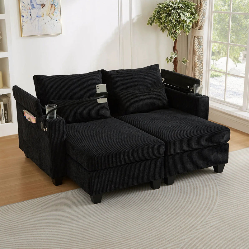 Convertible Chaise Lounge Sofa Chair With USB Ports, Cup Holders, Phone Holder And Storage by Unique Piece Furniture