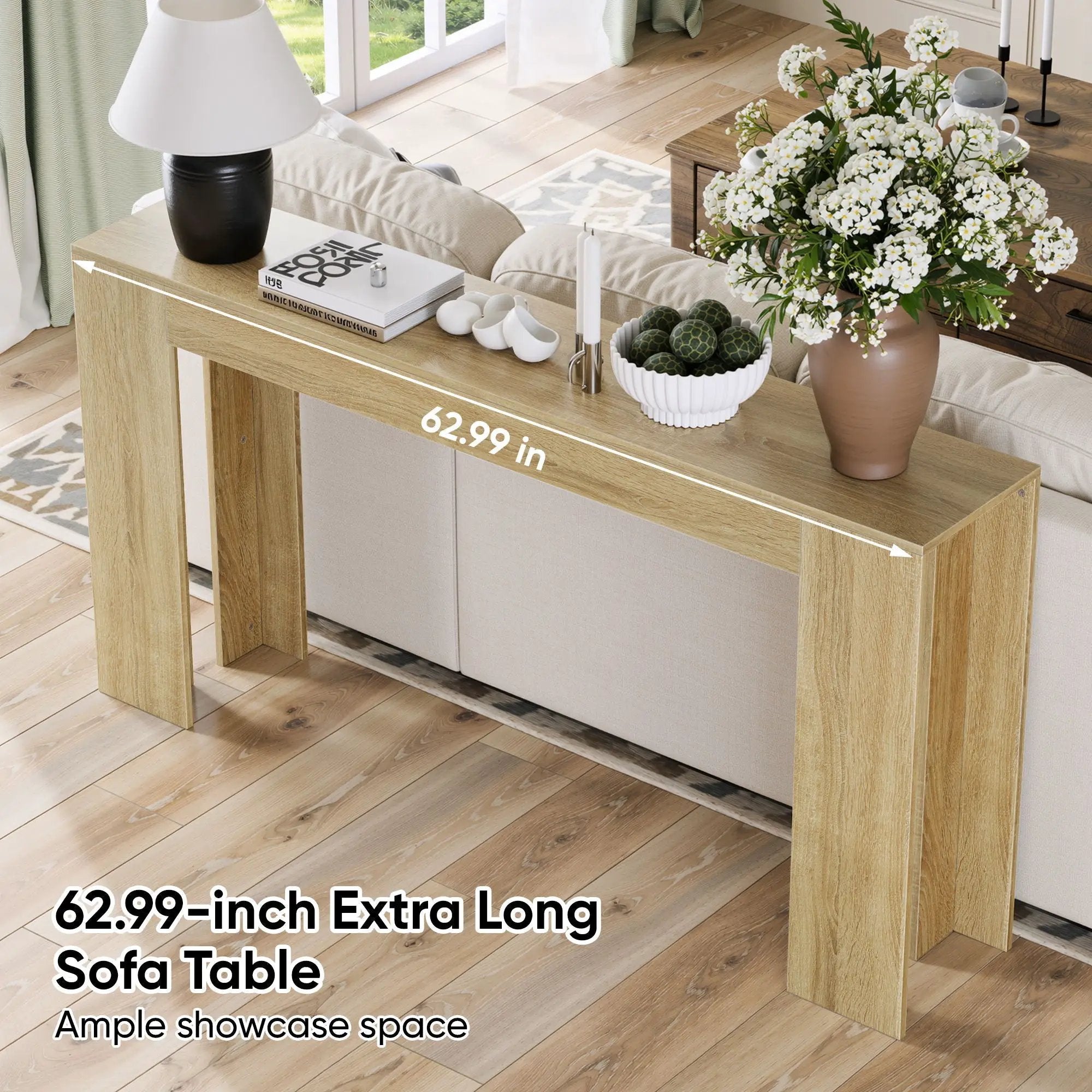 Farmhouse Style Extra Long Walnut Console Table by Unique Piece Furniture