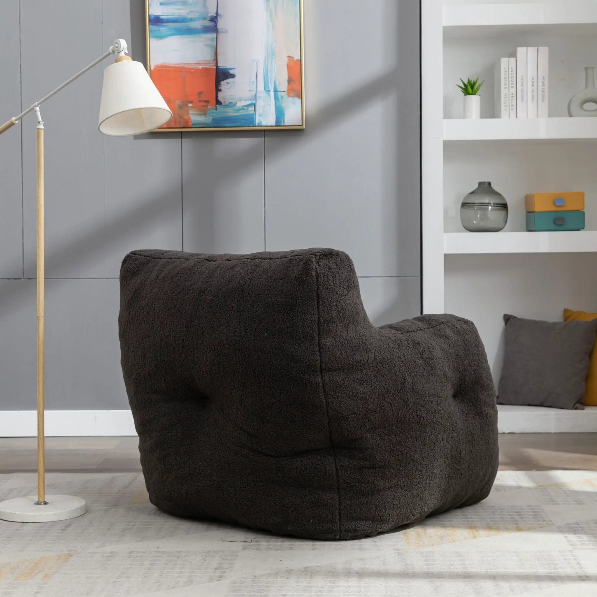 Soft Teddy Fabric Tufted Foam Bean Bag Chair With Teddy Fabric by Unique Piece Furniture