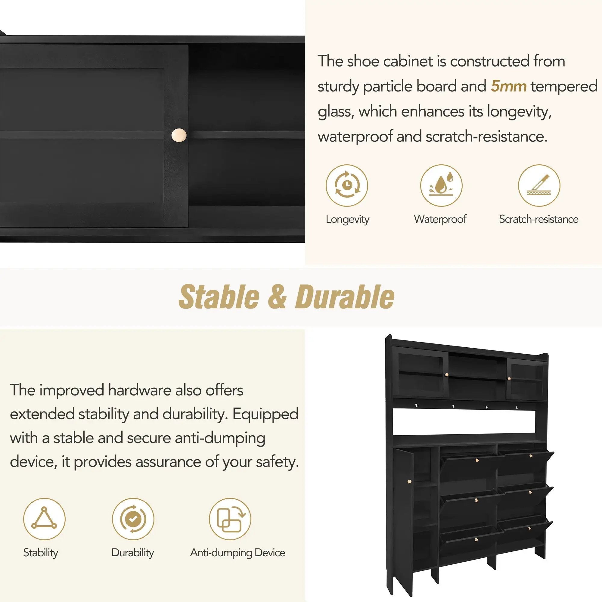 On Trend Multifunctional Tipping Bucket Shoe Cabinet With Storage Shelf & 6 Flip Drawers by HouseOfZazla
