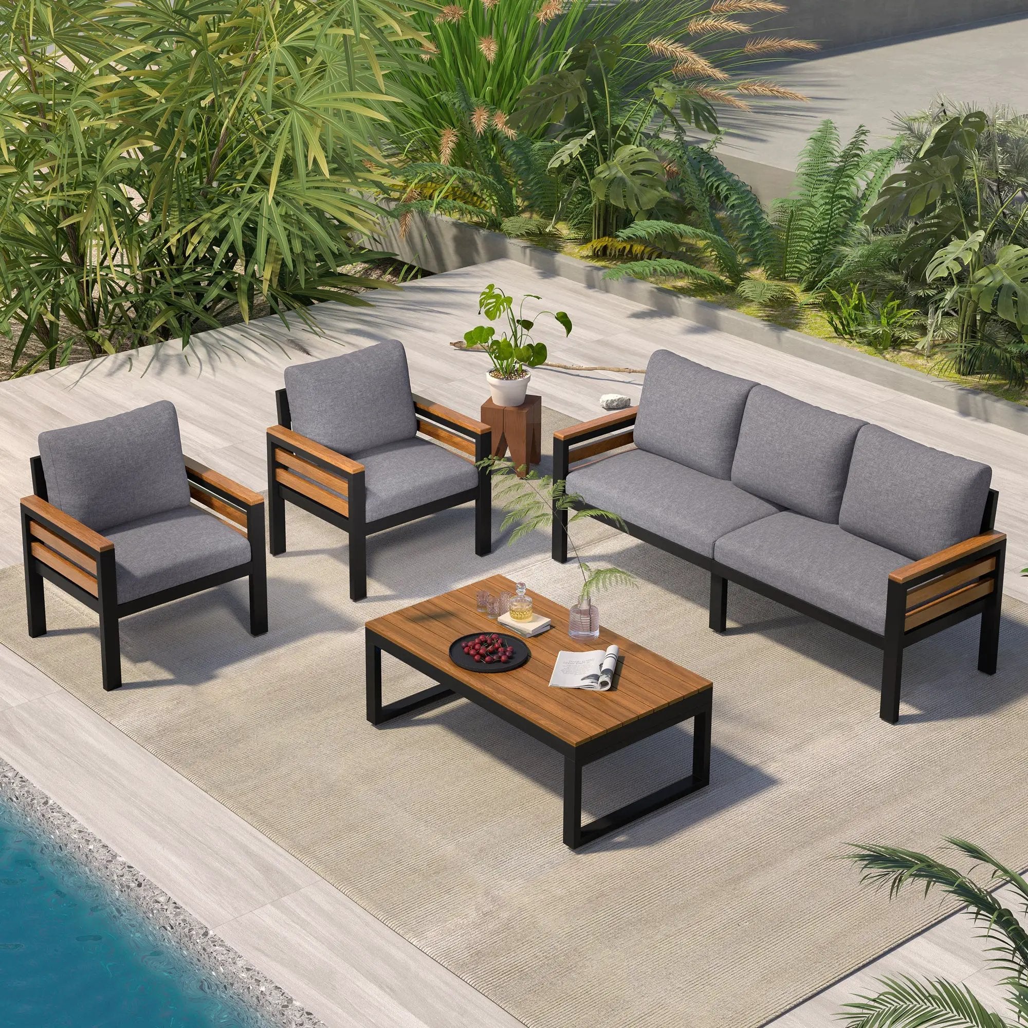 GO 4-Piece Outdoor Furniture Sofa Set for 5 People by HouseOfZazla
