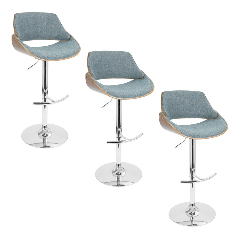 Fabrizzi - Mid Century Modern Adjustable Barstool With Swivel With Rounded T Footrest (Set of 3) by Unique Piece Furniture