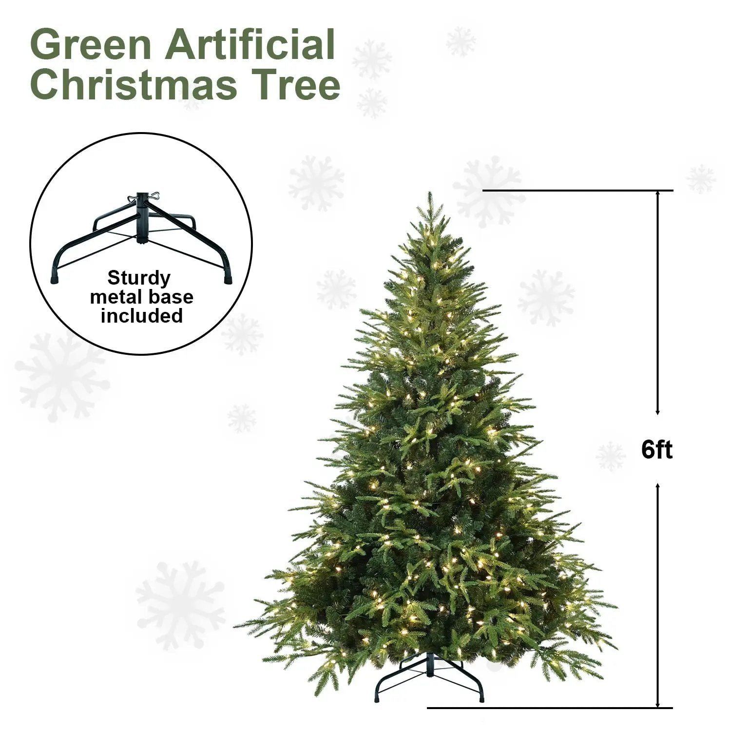 6.5ft Pre-Lit Artificial Christmas Tree with 450 Warm Lights by HouseOfZazla