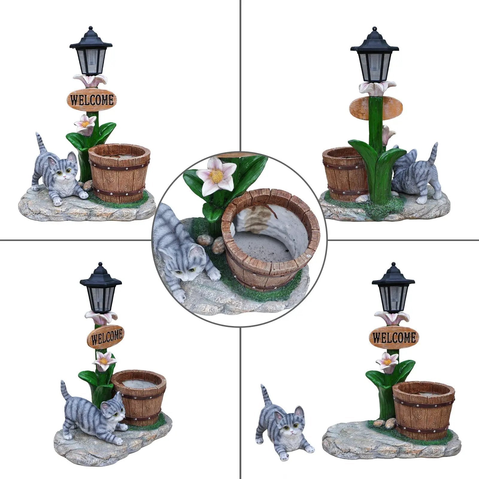 Lying Cat Solar Planter Garden Decor