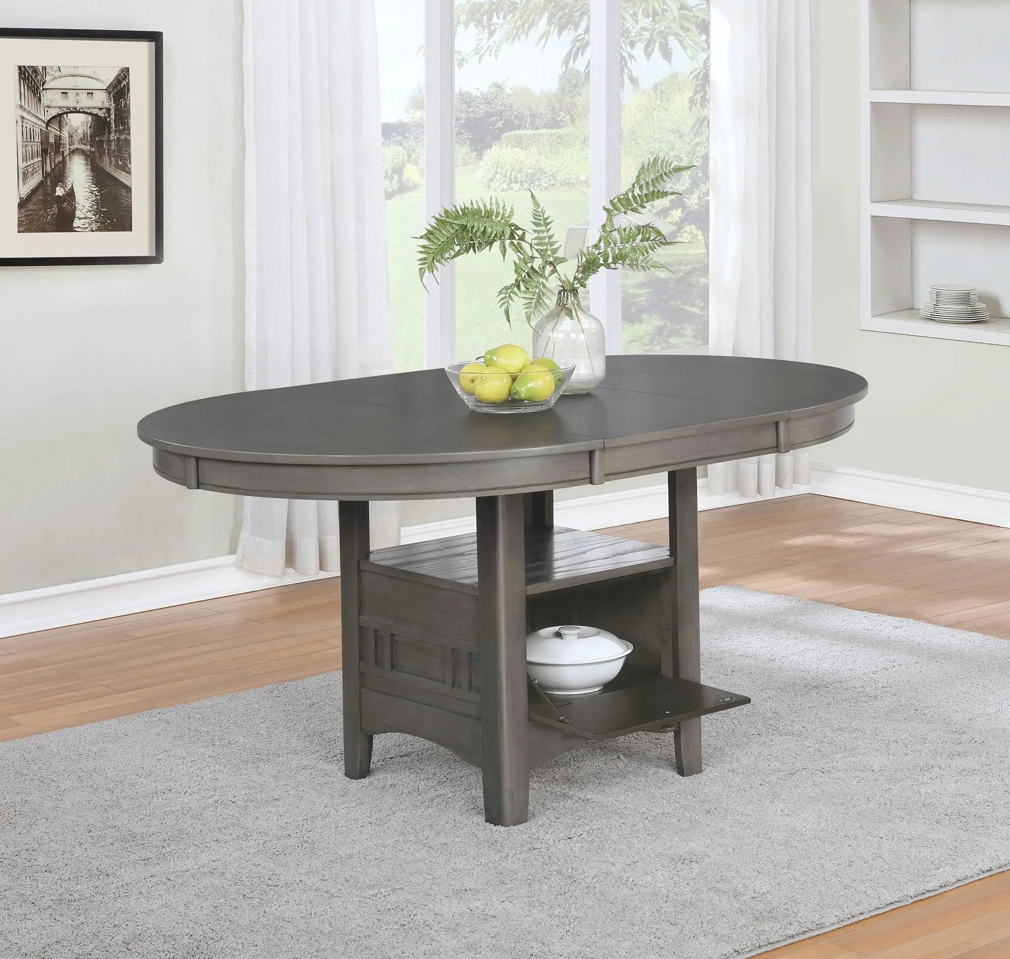 Lavon Oval 60-inch Wood Extension Leaf Dining Table Medium Grey by Unique Piece Furniture