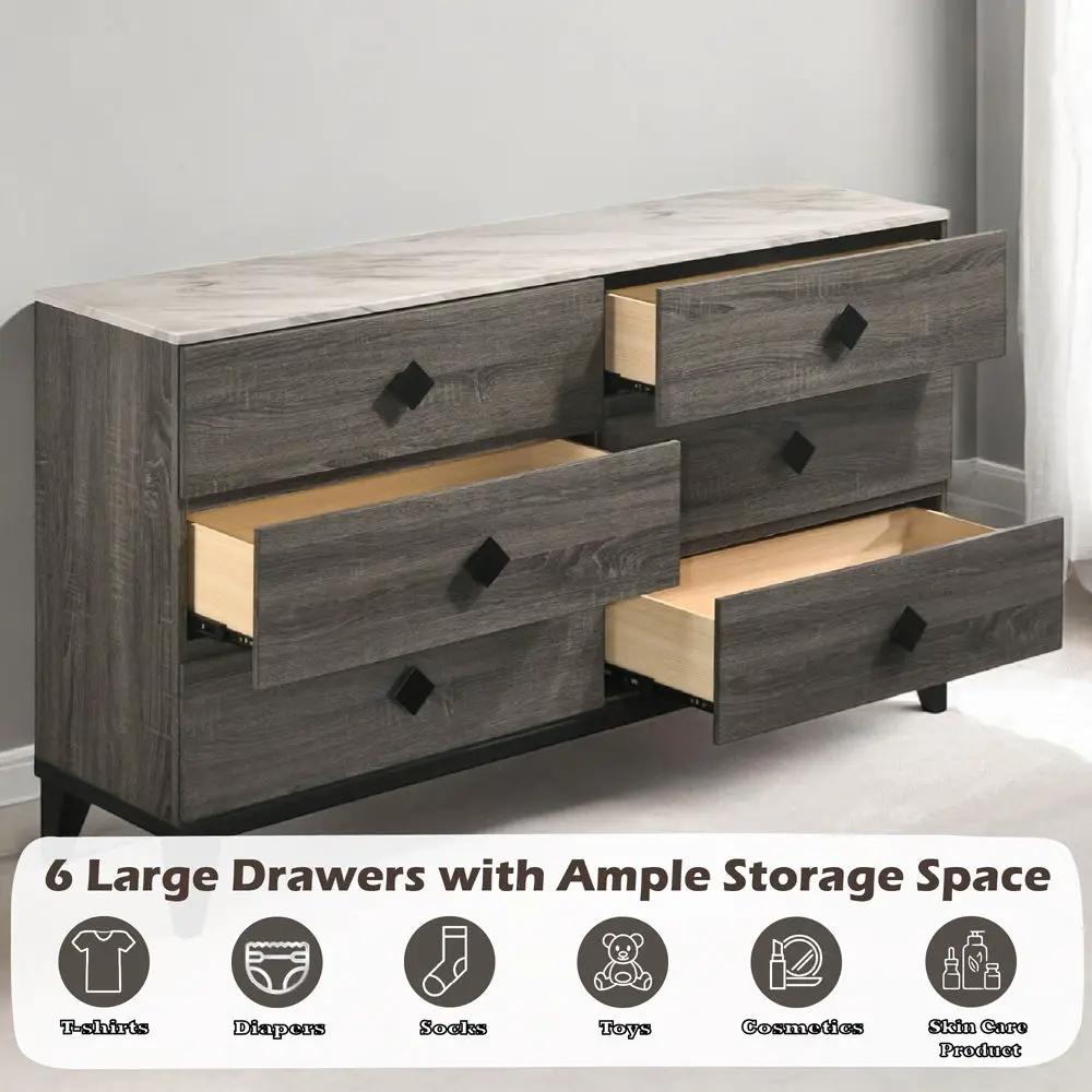 Avantika - Dresser - Faux Marble Top & Rustic Gray Oak by Unique Piece Furniture
