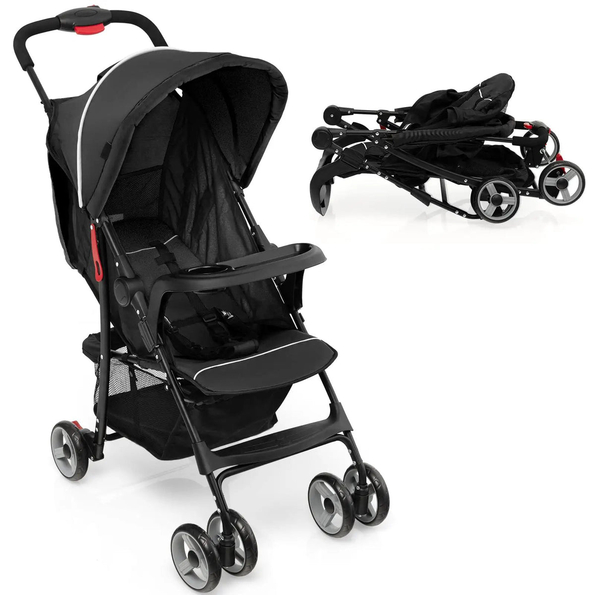 Toddler Travel Stroller for Airplane with Canopy and Adjustable Backrest by DirectDeals