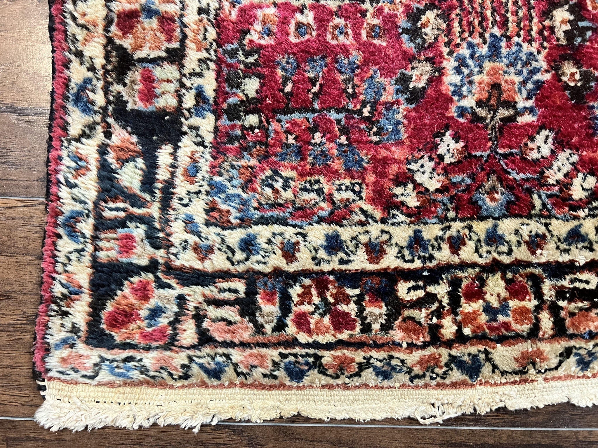 Antique Persian Runner Rug 2.9 x 17, Rare Sarouk Runner, Handmade Wool Rug for Hallway, Red, Floral by Jewel Rugs