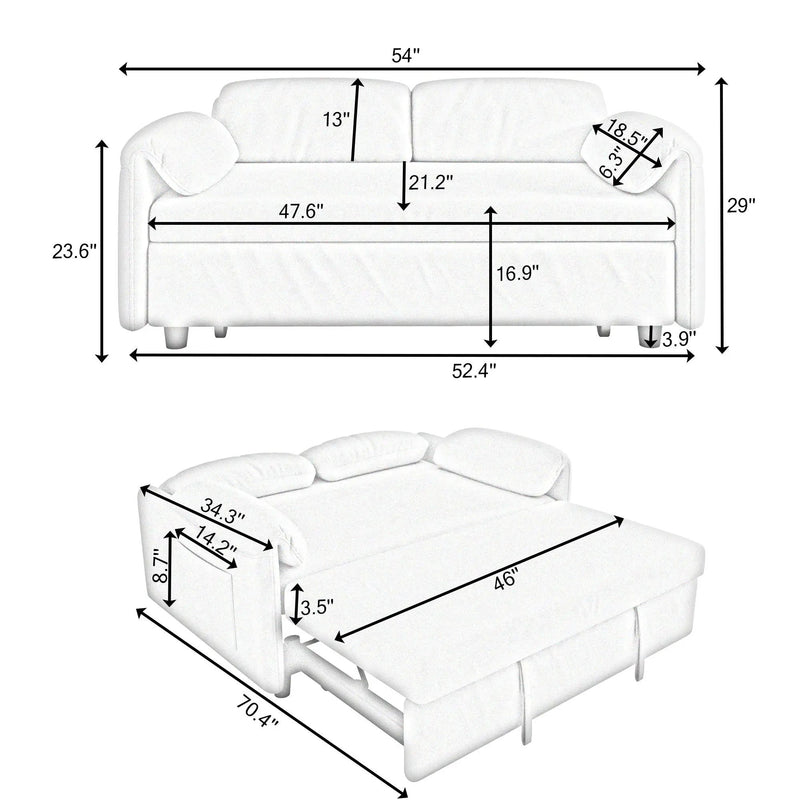 Sofa, Dual Purpose Lounge With Retractable Queen Size Bed by HouseOfZazla