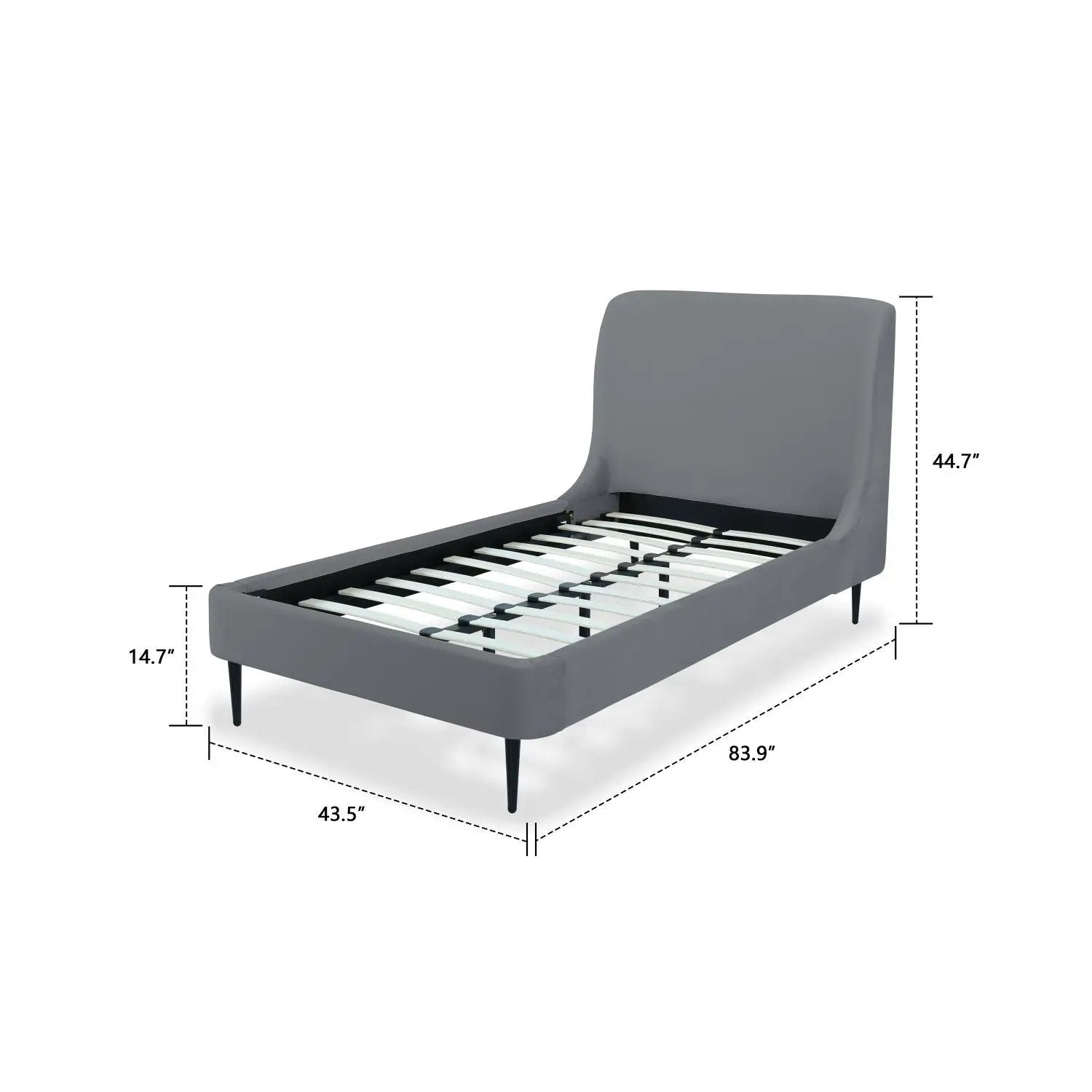 Twin Bed With Curved Headboard - Gray / Black by HouseOfZazla