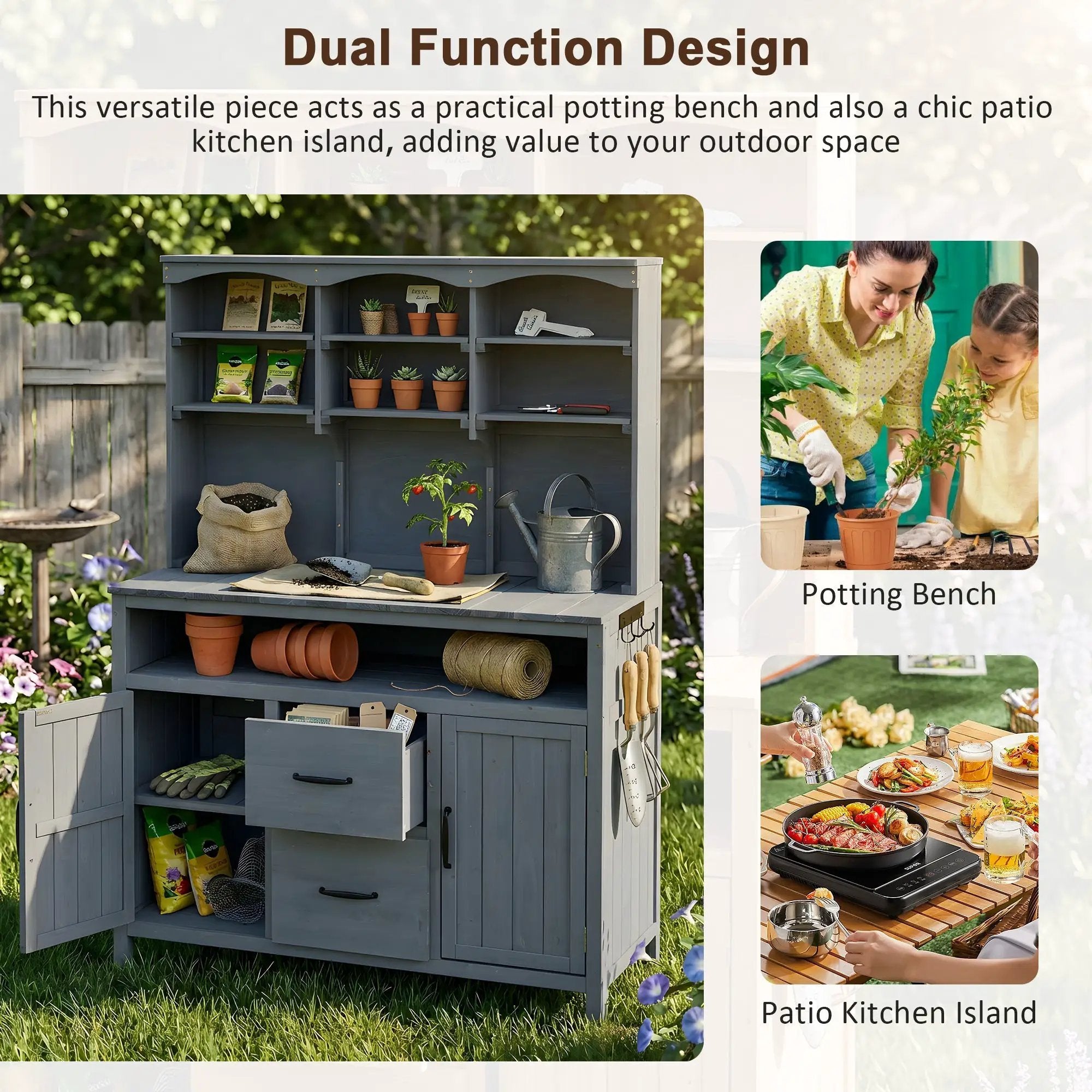 TOPMAX Large Fir Wood Potting Bench by HouseOfZazla