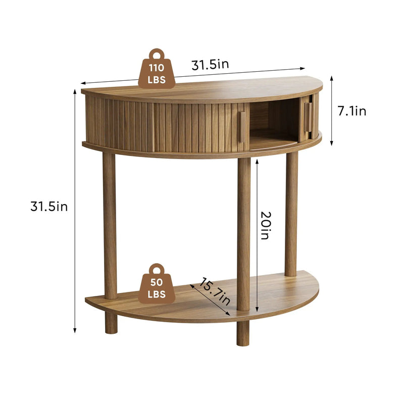 Half Moon Console Table For Living Room - Walnut by HouseOfZazla