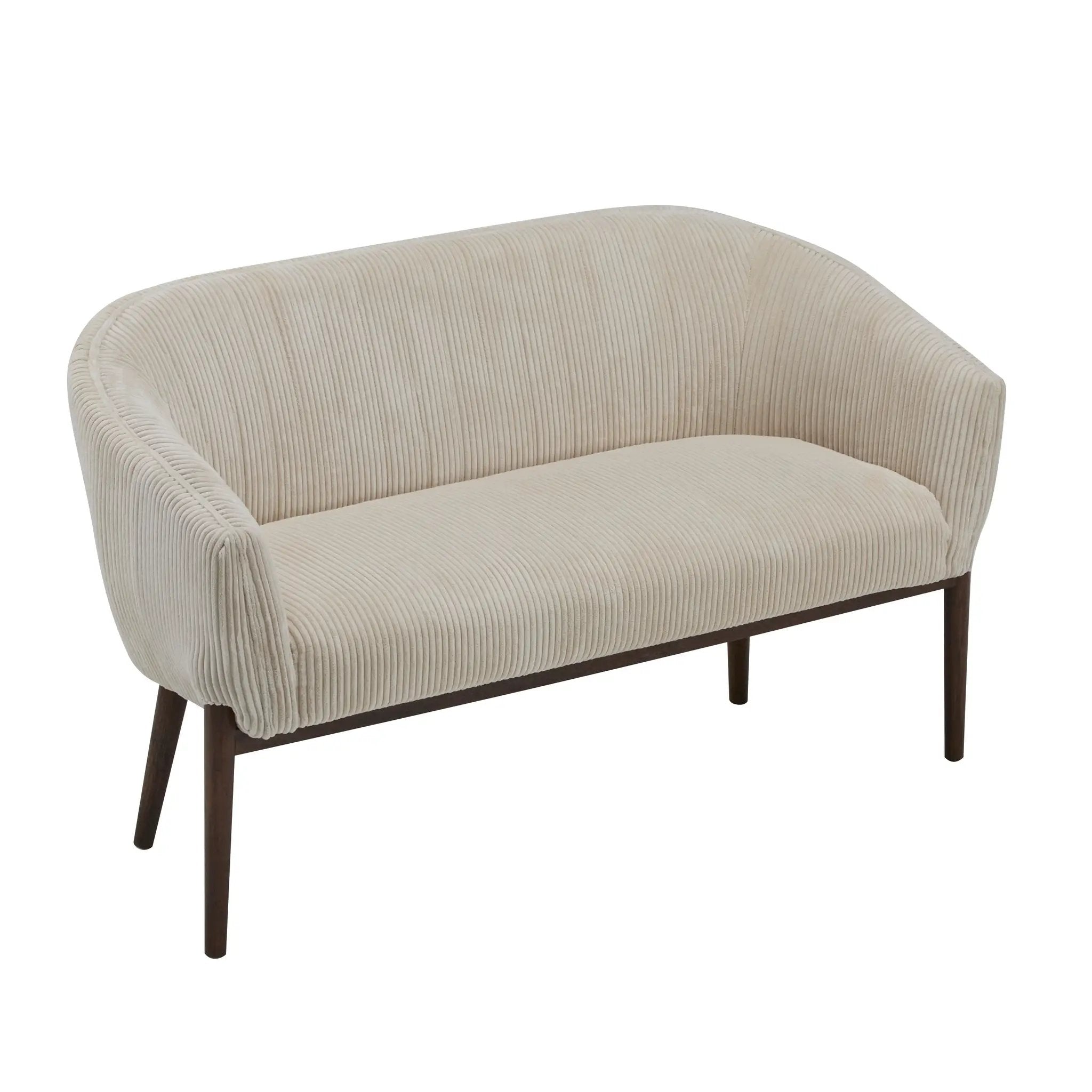 Corduroy Recessed Arm Loveseat (Beige + Walnut) by HouseOfZazla