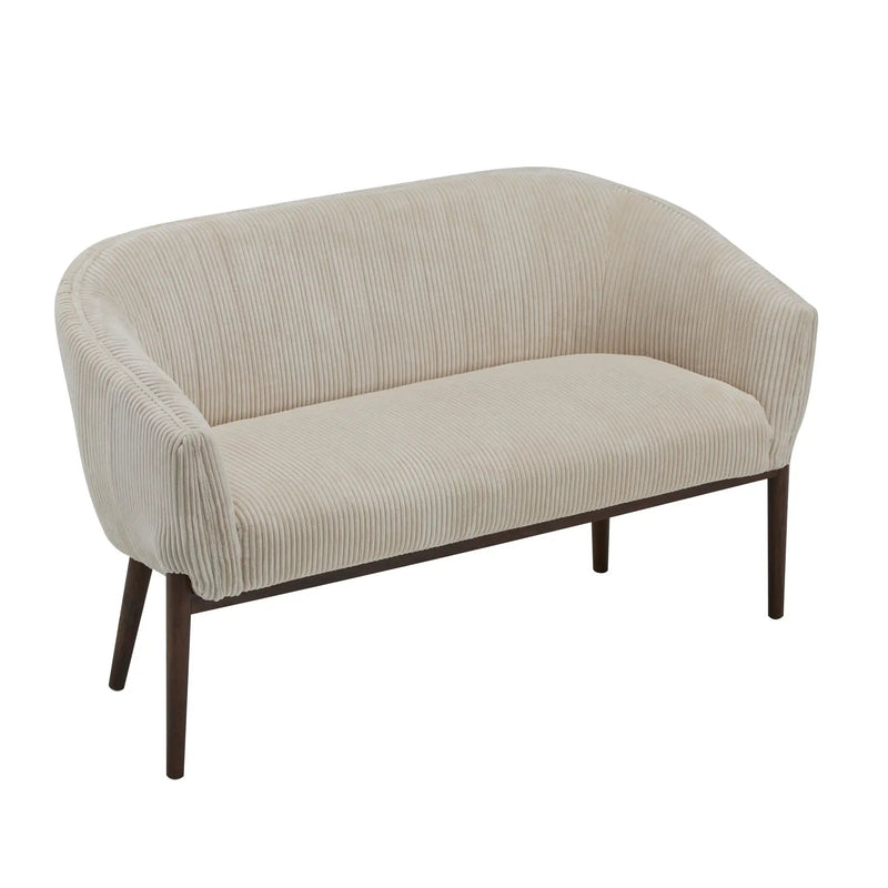 Corduroy Recessed Arm Loveseat (Beige + Walnut) by HouseOfZazla