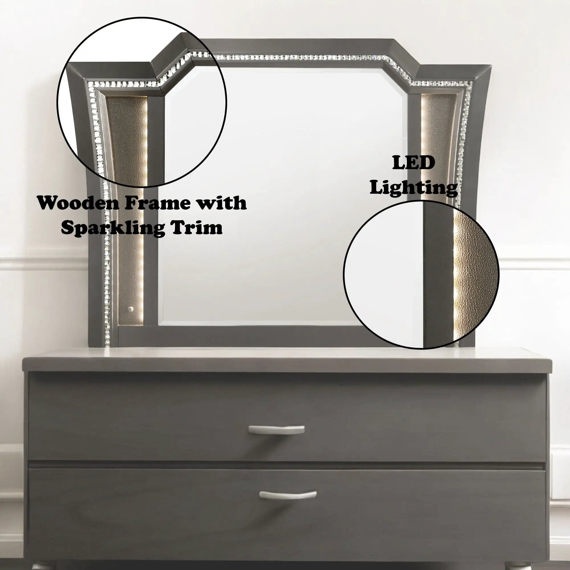 Kaitlyn - Mirror With LED by Unique Piece Furniture