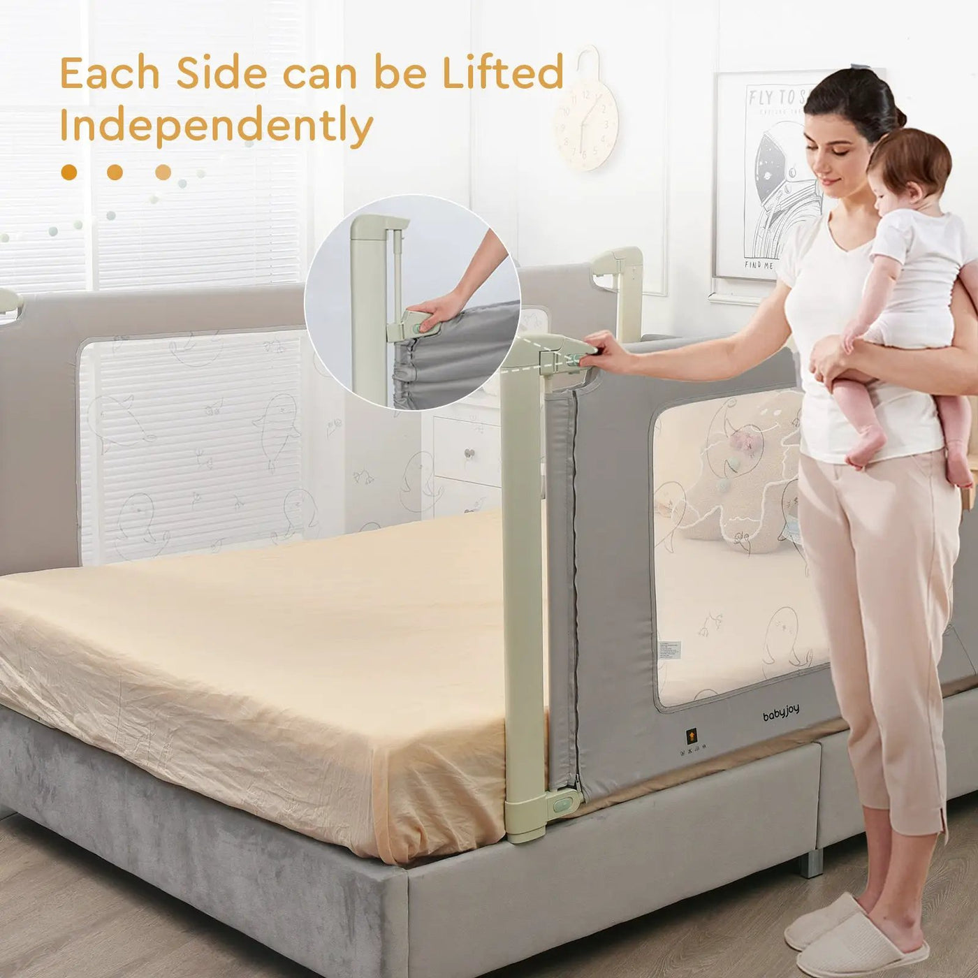 Bed Rail Guard for Toddlers Kid with Adjustable Height and Safety Lock by DirectDeals