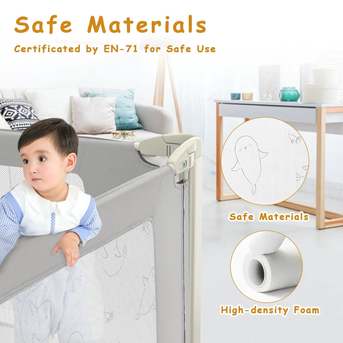 Bed Rail Guard for Toddlers Kid with Adjustable Height and Safety Lock by DirectDeals