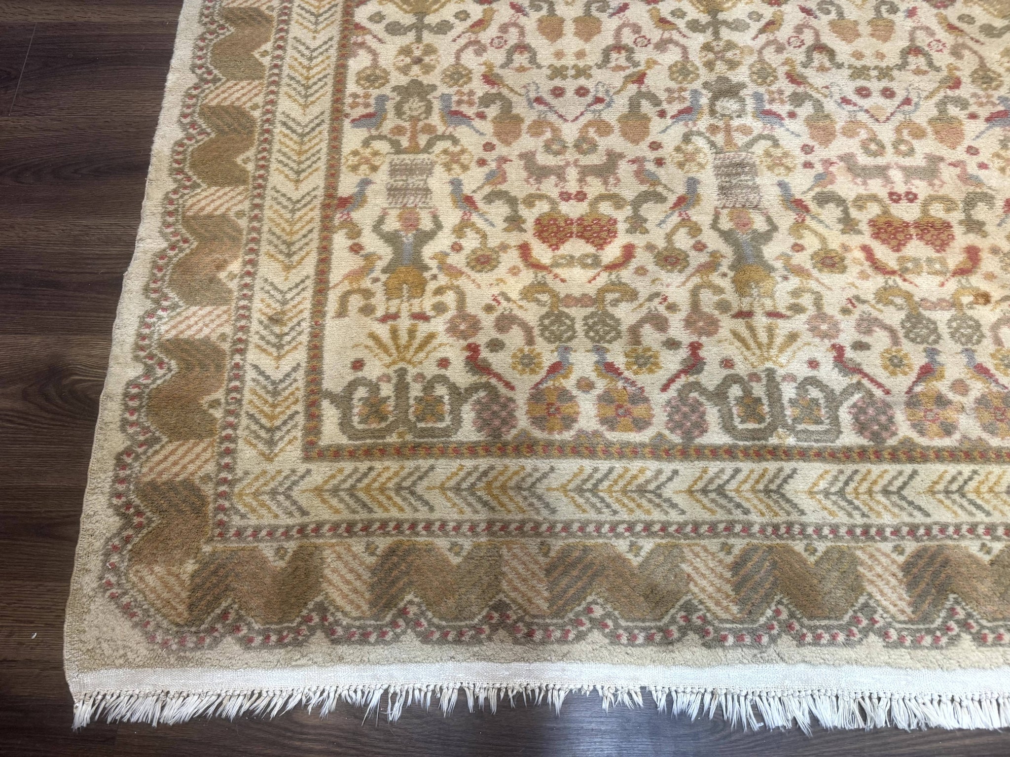 Large Spanish Portuguese Rug 9x15, Beige, Vintage, Allover Pattern, Wool by Jewel Rugs