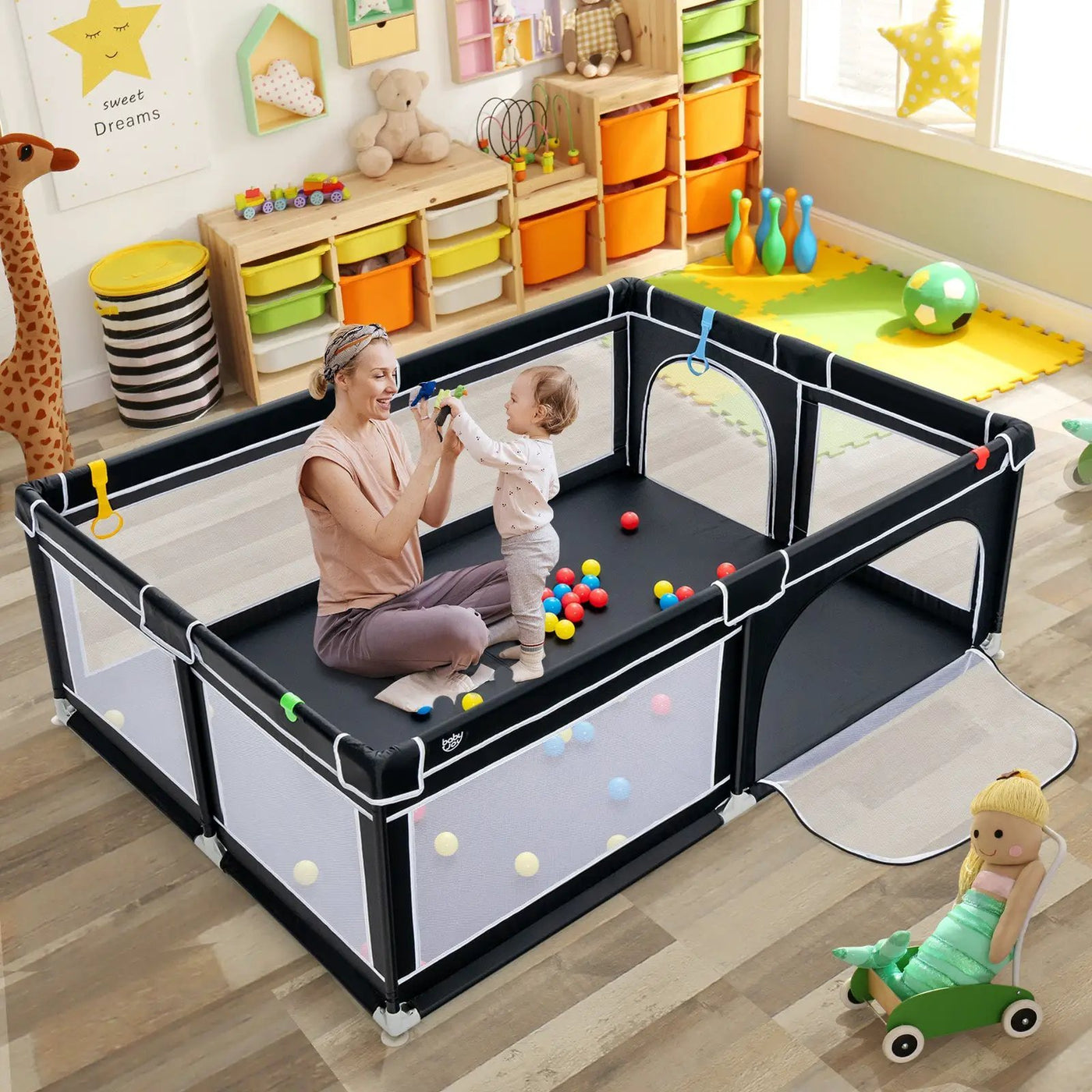 Extra-Large Safety Baby Fence with 50 Ocean Balls