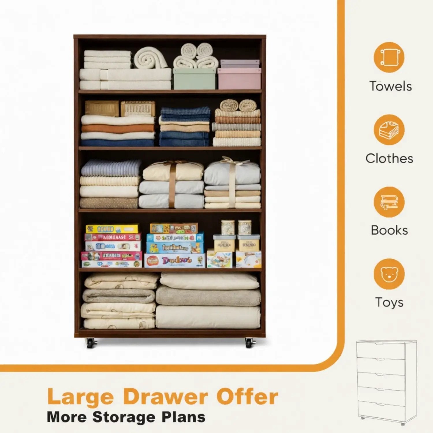 Modern 5 Drawer Dresser With Wheels by Unique Piece Furniture