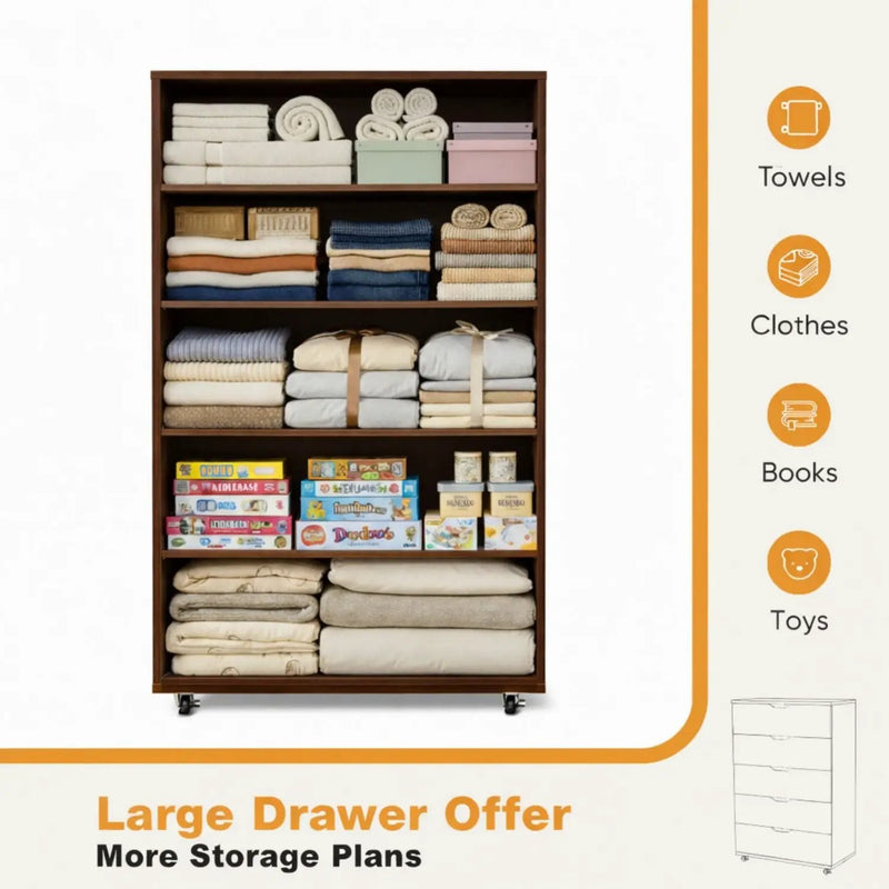 Modern 5 Drawer Dresser With Wheels by Unique Piece Furniture