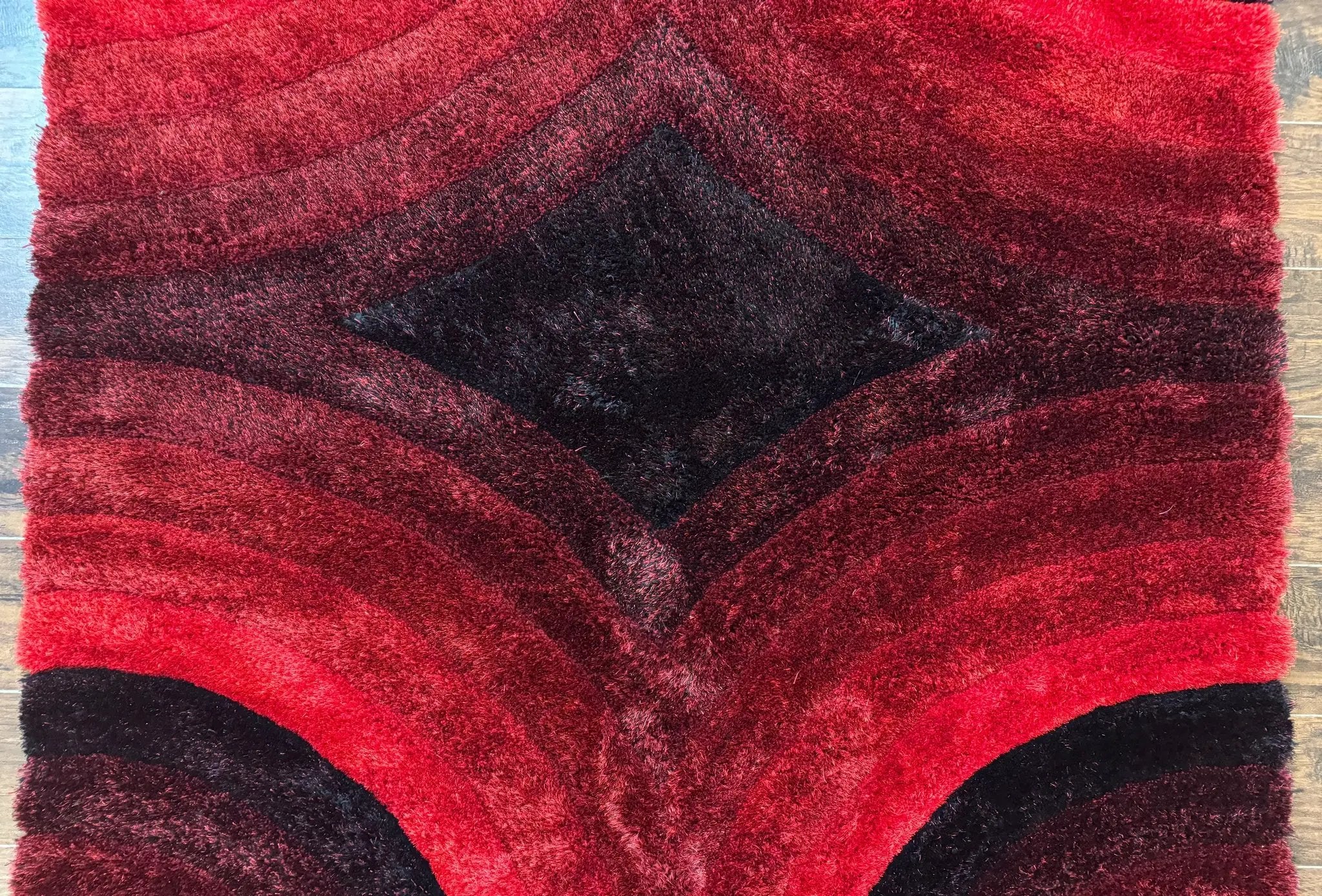 Red and Black Shag Rug 5x7, Pair A by Jewel Rugs
