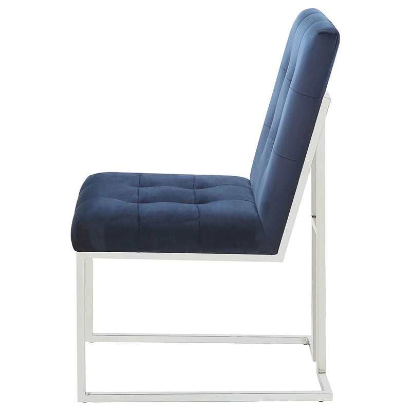 Cisco Velvet Upholstered Dining Side Chair Chrome (Set of 2) by Unique Piece Furniture