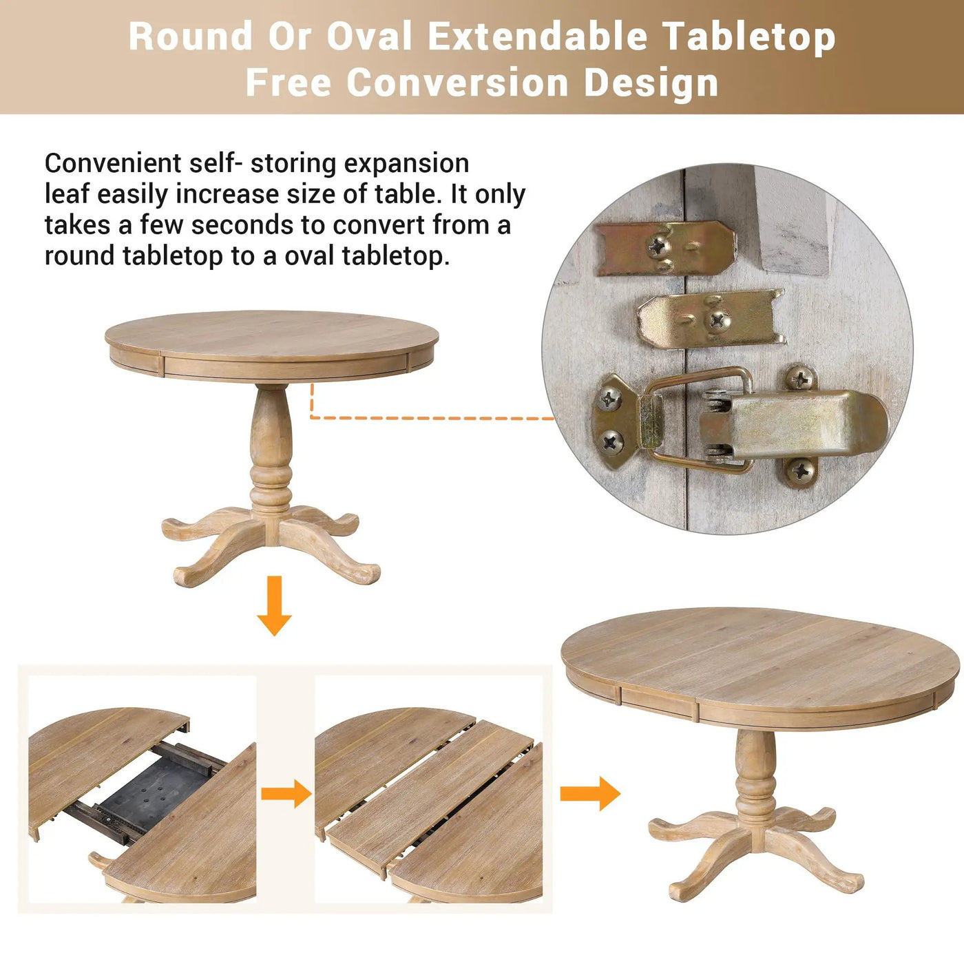Modern Dining Table Set For 4, Round Table And 4 Kitchen Room Chairs, 5 Piece Kitchen Table Set For Dining Room, Dinette, Breakfast Nook by Unique Piece Furniture