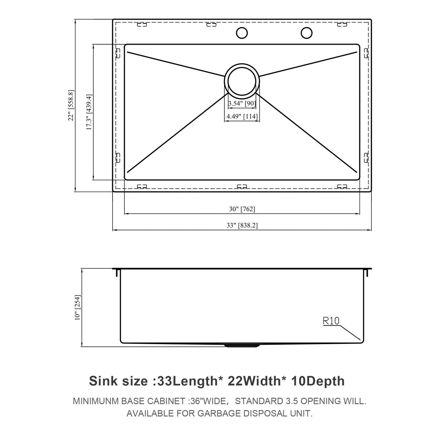 Kitchen Sink Drop In, Stainless Steel Single Bowl, Topmount by HouseOfZazla