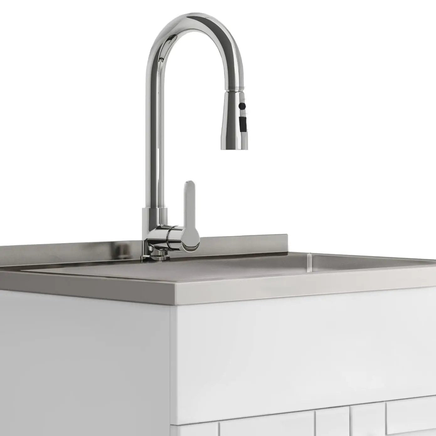 Shaker - Modern Wide, Laundry Cabinet With Faucet And Stainless Steel Sink by Unique Piece Furniture