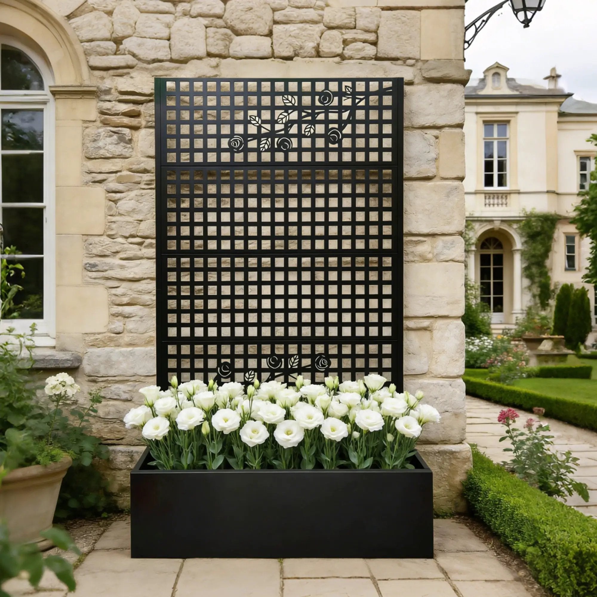Metal Planter Box with Trellis 70.9in H x 43.3in W x 15.8in D by HouseOfZazla