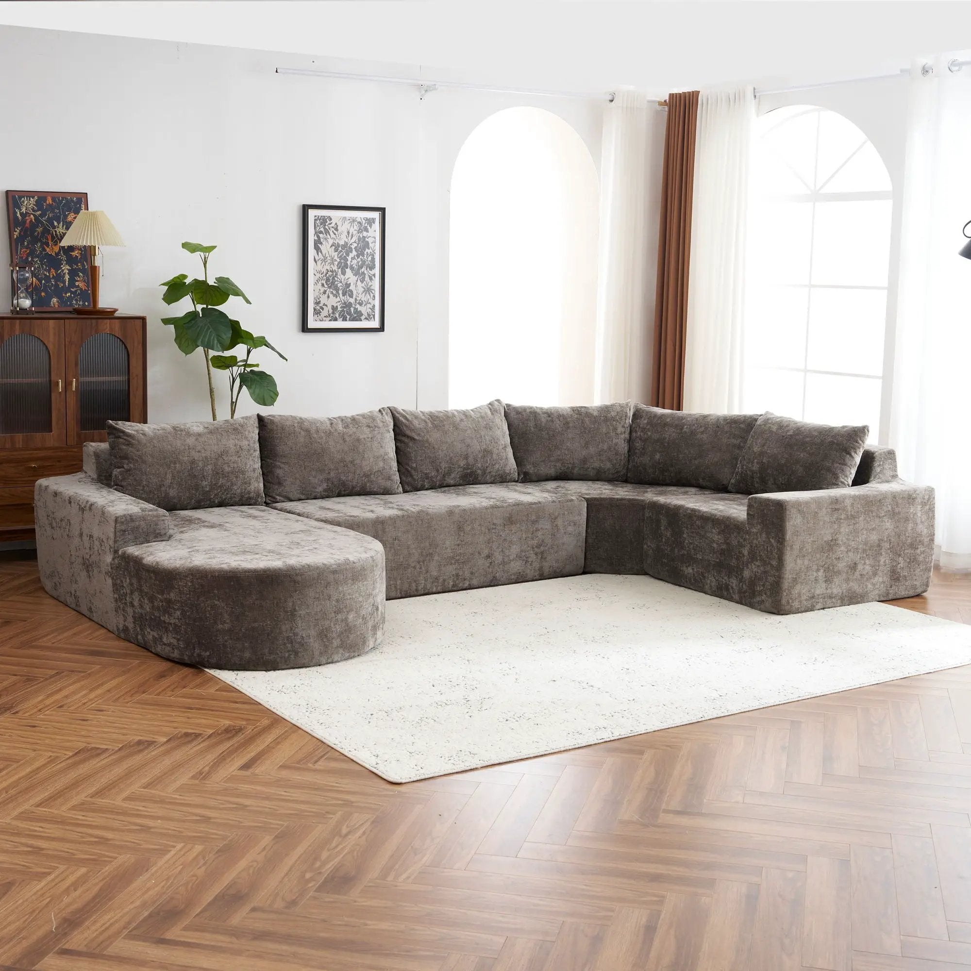 U-Shaped Oversized Modular Cloud Sectional Sofa With Deep Seat For Living Room by HouseOfZazla