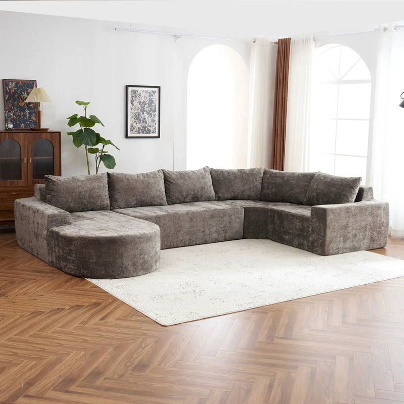 U-Shaped Oversized Modular Cloud Sectional Sofa With Deep Seat For Living Room by HouseOfZazla