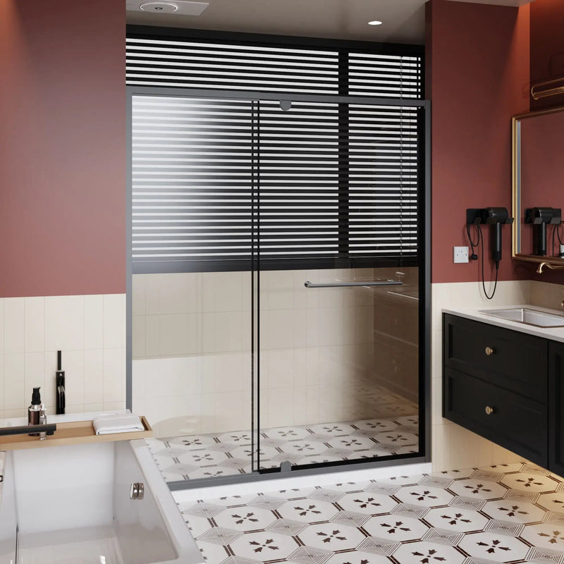 Pivot Shower Door With And Handle - Matt Black by HouseOfZazla