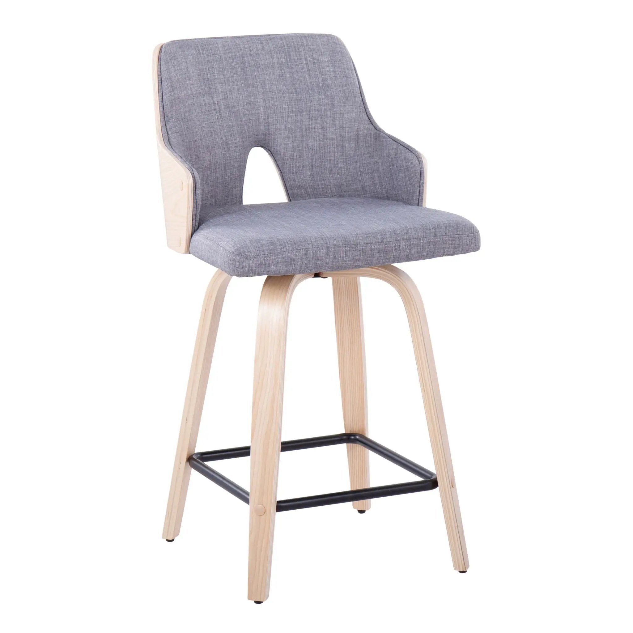 Stella - Contemporary Fixed Height Counter Stool With Swivel Square Footrest (Set of 2) by HouseOfZazla