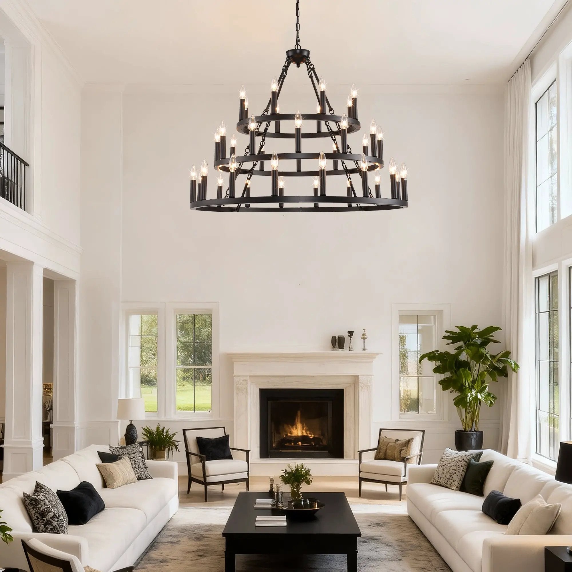39.37 Inch 3-Tiers Wagon Wheel Chandelier by HouseOfZazla