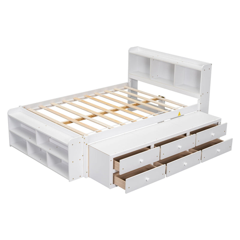 Bed With Bookcase Headboard, Under Bed Storage Drawers And Bed End Storage Case by HouseOfZazla
